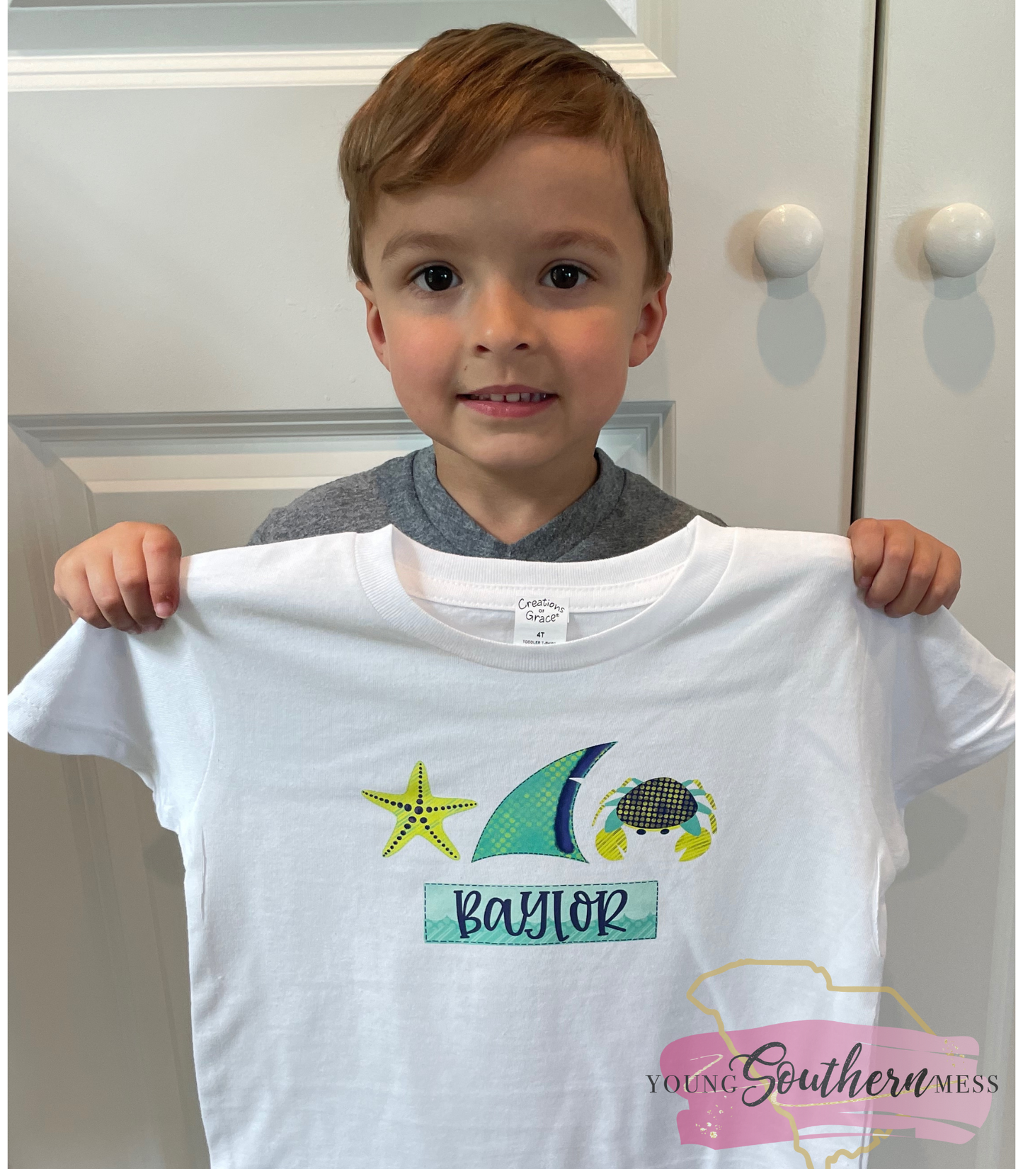 Personalized Name Shark Crab Shirt for Boys