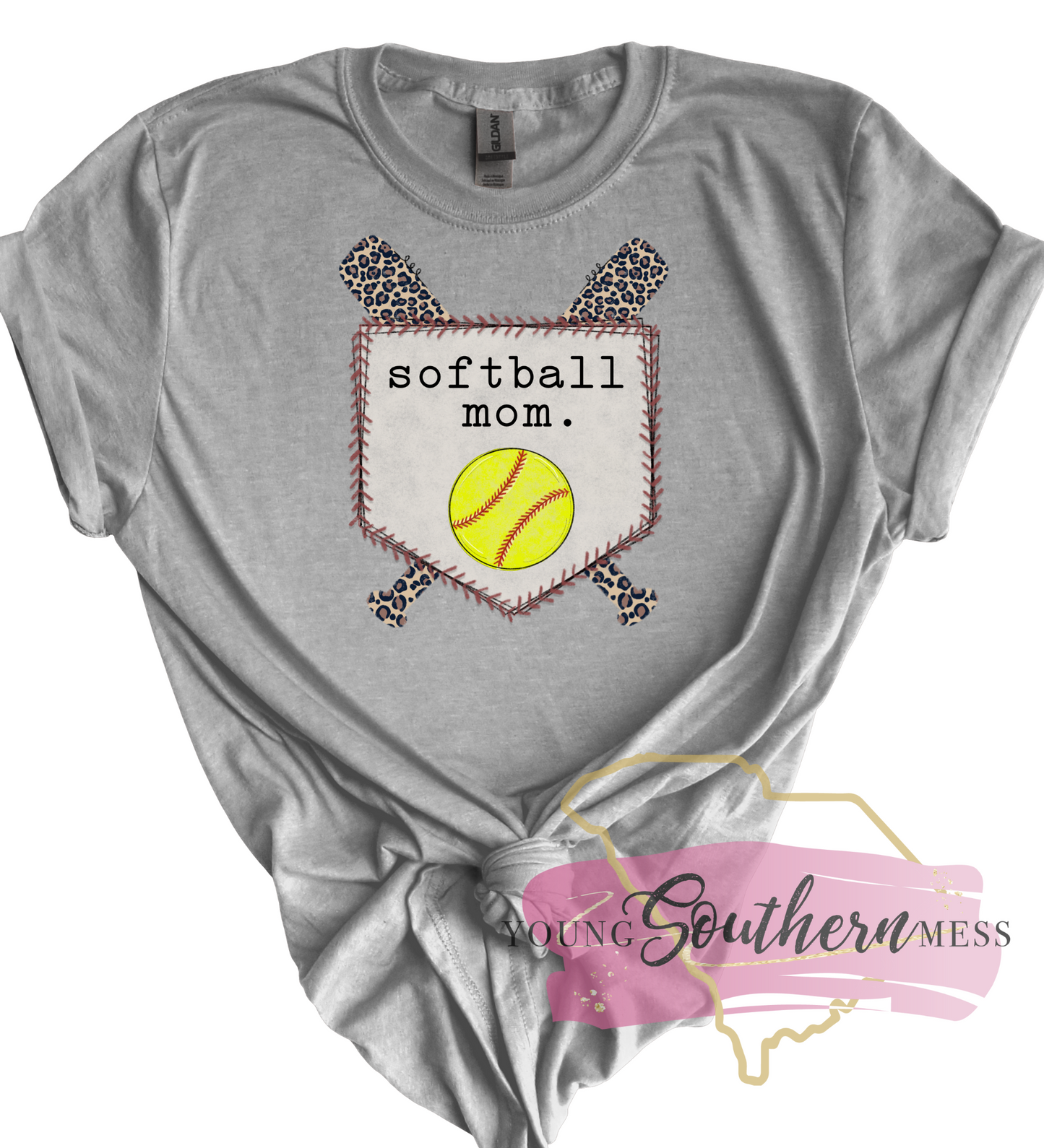 Softball Mom Leopard Print T-Shirt